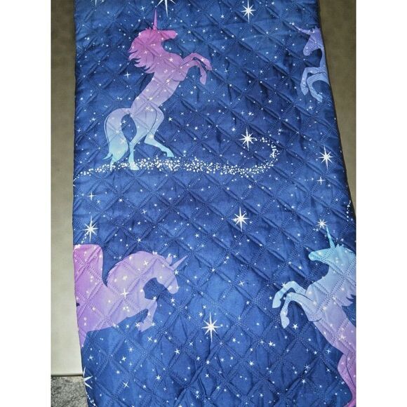 LITTLE DREAMERS KIDS UNICORNS Stars Purple REVERSIBLE TWIN QUILT SHAM SET $120 - Picture 3 of 5